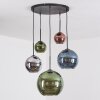 Koyoto Hanglamp, Kogellampje, Hanglamp Blauw, Chroom, Groen, Koperkleurig, Rookkleurig, 5-lichts