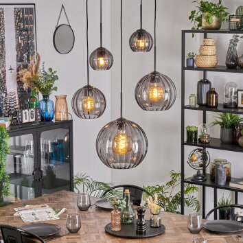 Koyoto Hanglamp, Kogellampje, Hanglamp Rookkleurig, 5-lichts