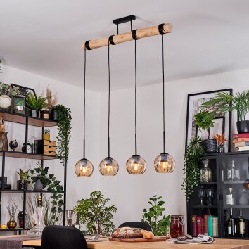 Koyoto Hanglamp, Kogellampje, Hanglamp Natuurlijke kleuren, Zwart, 4-lichts
