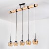 Ripoll Hanglamp, Kogellampje, Hanglamp Natuurlijke kleuren, Zwart, 5-lichts