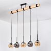 Ripoll Hanglamp, Kogellampje, Hanglamp Natuurlijke kleuren, Zwart, 5-lichts