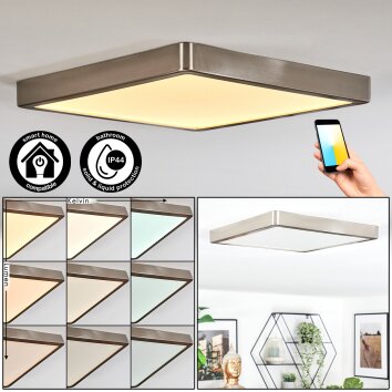 Finsrud Badkamerlamp, Plafondlamp, Paneel LED Nikkel mat, 1-licht