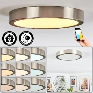 Finsrud Badkamerlamp, Plafondlamp, Paneel LED Nikkel mat, 1-licht