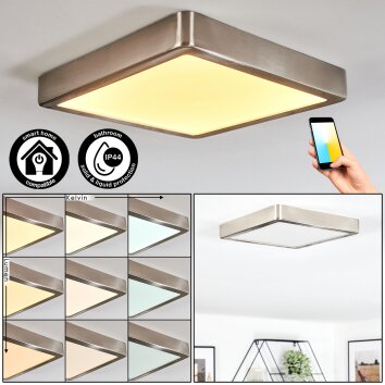 Finsrud Badkamerlamp, Plafondlamp, Paneel LED Nikkel mat, 1-licht