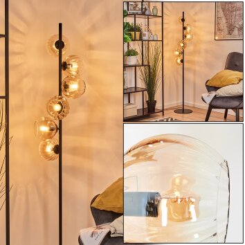 Koyoto Kogellampje, Staande lamp Amber, Duidelijk, 6-lichts