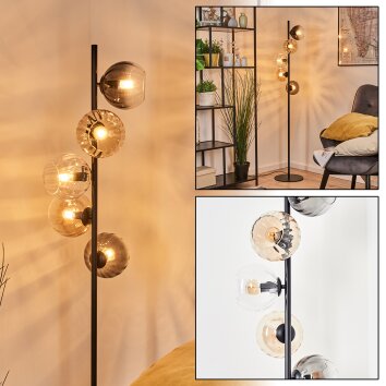 Koyoto Kogellampje, Staande lamp Amber, Duidelijk, Rookkleurig, 5-lichts