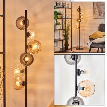 Koyoto Kogellampje, Staande lamp Amber, Duidelijk, Rookkleurig, 6-lichts