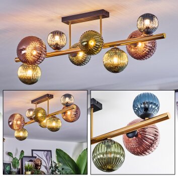 Chehalis Plafondlamp, Kogellampje Goud, Zwart, 8-lichts