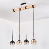 Koyoto Hanglamp, Kogellampje, Hanglamp Natuurlijke kleuren, Zwart, 4-lichts