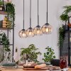 Koyoto Hanglamp, Kogellampje, Hanglamp Natuurlijke kleuren, Zwart, 4-lichts