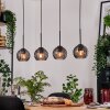 Koyoto Hanglamp, Kogellampje, Hanglamp Natuurlijke kleuren, Zwart, 4-lichts