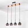 Koyoto Hanglamp, Kogellampje, Hanglamp Natuurlijke kleuren, Zwart, 4-lichts
