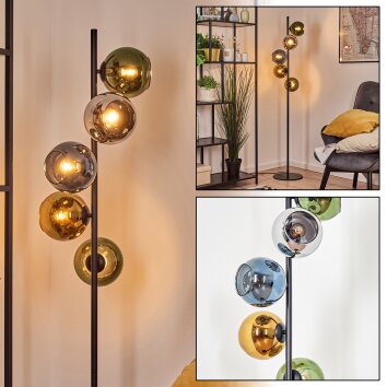 Koyoto Kogellampje, Staande lamp Blauw, Chroom, Goud, Groen, Rookkleurig, 5-lichts