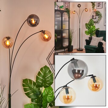 Koyoto Kogellampje, Staande lamp Amber, Rookkleurig, 3-lichts
