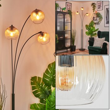 Koyoto Kogellampje, Staande lamp Amber, Duidelijk, 3-lichts