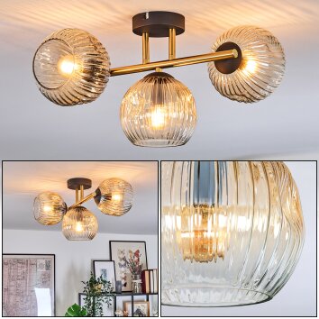Ripoll Plafondlamp, Kogellampje Goud, Zwart, 3-lichts