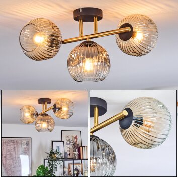 Ripoll Plafondlamp, Kogellampje Goud, Zwart, 3-lichts