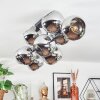 Koyoto Plafondlamp, Kogellampje Chroom, Rookkleurig, 10-lichts