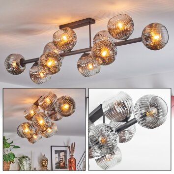Ripoll Plafondlamp, Kogellampje Chroom, Duidelijk, Rookkleurig, 10-lichts