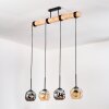 Ripoll Hanglamp, Kogellampje, Hanglamp Natuurlijke kleuren, Zwart, 4-lichts