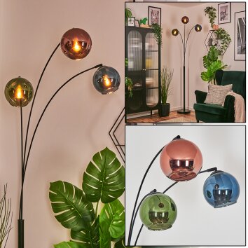 Koyoto Kogellampje, Staande lamp Blauw, Groen, Koperkleurig, 3-lichts