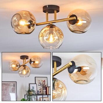 Ripoll Plafondlamp, Kogellampje Goud, Zwart, 3-lichts
