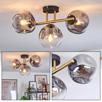 Ripoll Plafondlamp, Kogellampje Goud, Zwart, 3-lichts