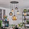 Koyoto Hanglamp, Kogellampje, Hanglamp Amber, Duidelijk, Rookkleurig, 5-lichts
