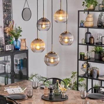 Koyoto Hanglamp, Kogellampje, Hanglamp Goud, Zwart, 5-lichts