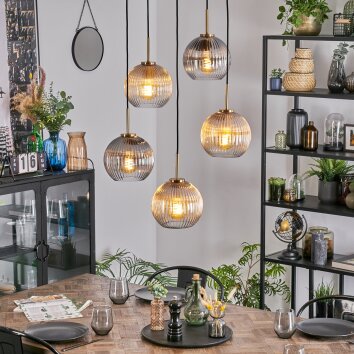 Koyoto Hanglamp, Kogellampje, Hanglamp Goud, Zwart, 5-lichts