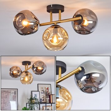 Ripoll Plafondlamp, Kogellampje Goud, Zwart, 3-lichts