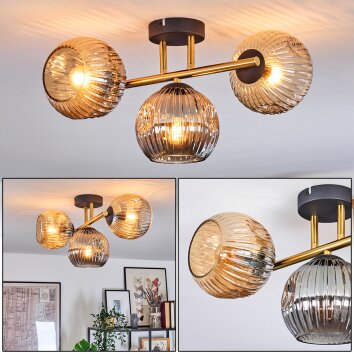 Ripoll Plafondlamp, Kogellampje Goud, Zwart, 3-lichts