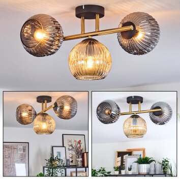 Ripoll Plafondlamp, Kogellampje Goud, Zwart, 3-lichts