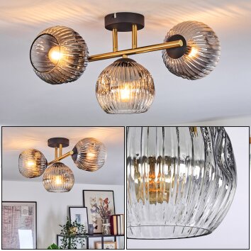 Ripoll Plafondlamp, Kogellampje Goud, Zwart, 3-lichts