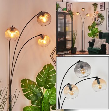 Koyoto Kogellampje, Staande lamp Amber, Duidelijk, Rookkleurig, 3-lichts