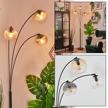 Koyoto Kogellampje, Staande lamp Amber, Duidelijk, Rookkleurig, 3-lichts