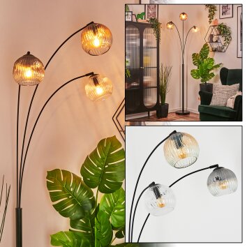 Ripoll Kogellampje, Staande lamp Amber, Duidelijk, Rookkleurig, 3-lichts