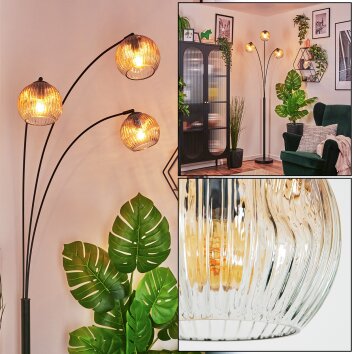 Ripoll Kogellampje, Staande lamp Amber, Duidelijk, 3-lichts