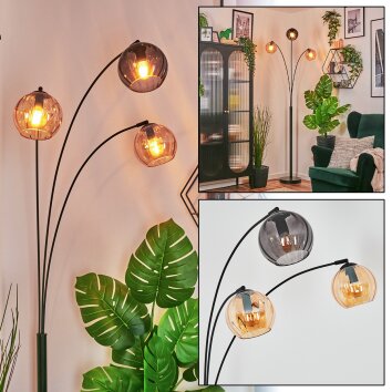 Koyoto Kogellampje, Staande lamp Amber, Rookkleurig, 3-lichts