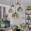 Koyoto Hanglamp, Kogellampje, Hanglamp Blauw, Chroom, Groen, Duidelijk, Koperkleurig, Rookkleurig, 5-lichts