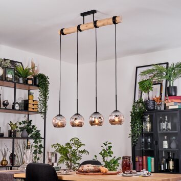 Ripoll Hanglamp, Kogellampje, Hanglamp Natuurlijke kleuren, Zwart, 4-lichts