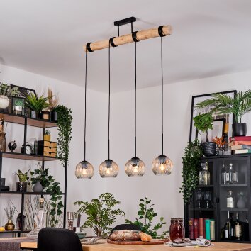 Koyoto Hanglamp, Kogellampje, Hanglamp Natuurlijke kleuren, Zwart, 4-lichts