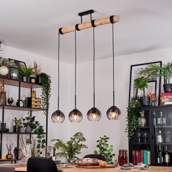 Koyoto Hanglamp, Kogellampje, Hanglamp Natuurlijke kleuren, Zwart, 4-lichts