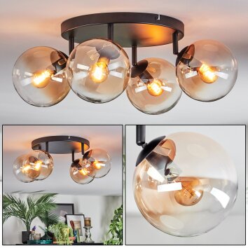 Gastor Plafondlamp, Kogellampje Amber, Duidelijk, 4-lichts