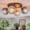 Koyoto Plafondlamp, Kogellampje Amber, Duidelijk, Rookkleurig, 4-lichts