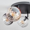 Koyoto Plafondlamp, Kogellampje Amber, Duidelijk, Rookkleurig, 4-lichts