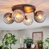 Koyoto Plafondlamp, Kogellampje Amber, Duidelijk, Rookkleurig, 4-lichts
