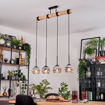 Ripoll Hanglamp, Kogellampje, Hanglamp Natuurlijke kleuren, Zwart, 4-lichts