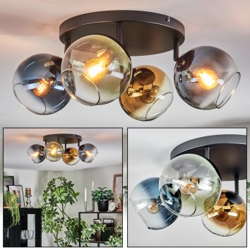 Koyoto Plafondlamp, Kogellampje Blauw, Goud, Groen, Duidelijk, 4-lichts