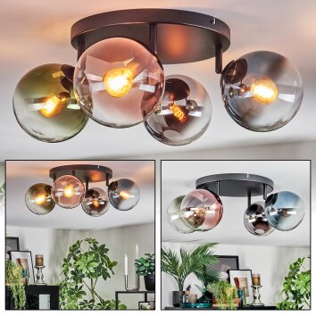 Gastor Plafondlamp, Kogellampje Blauw, Chroom, Groen, Duidelijk, Koperkleurig, Rookkleurig, 4-lichts